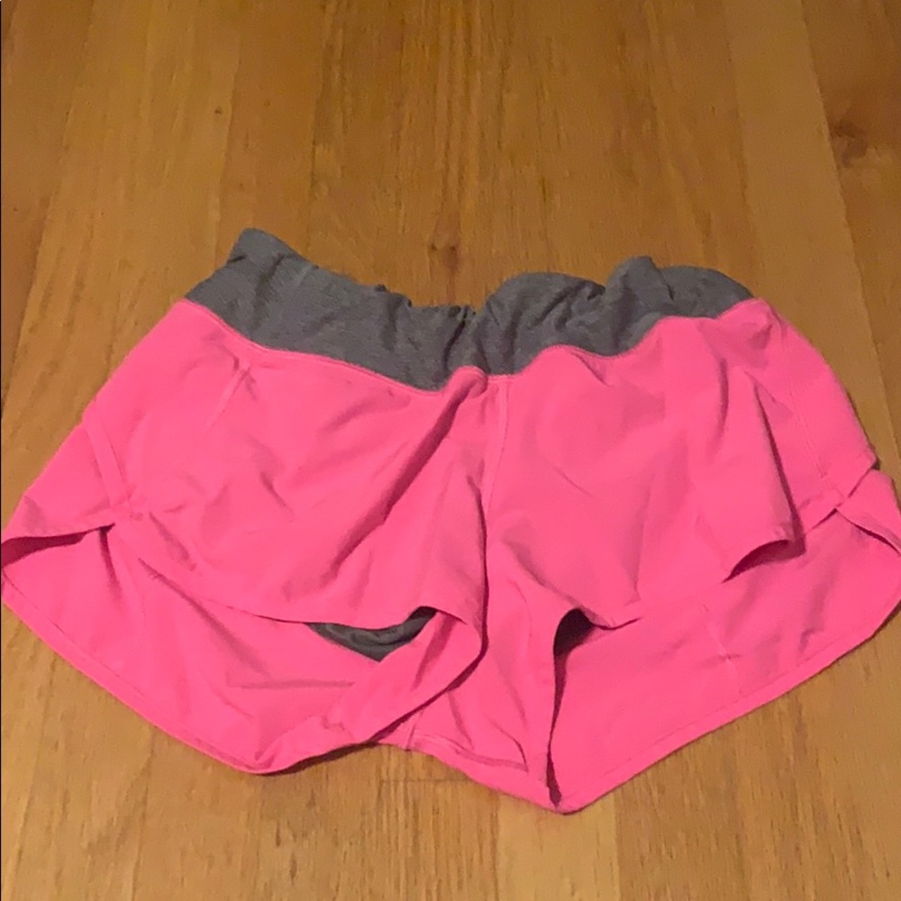 Bright pink lululemon speed short